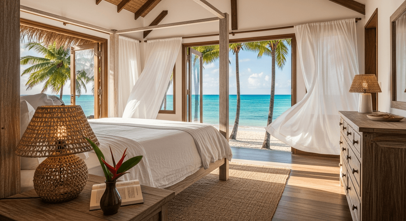 Sample ocean-view king room for the guest house template