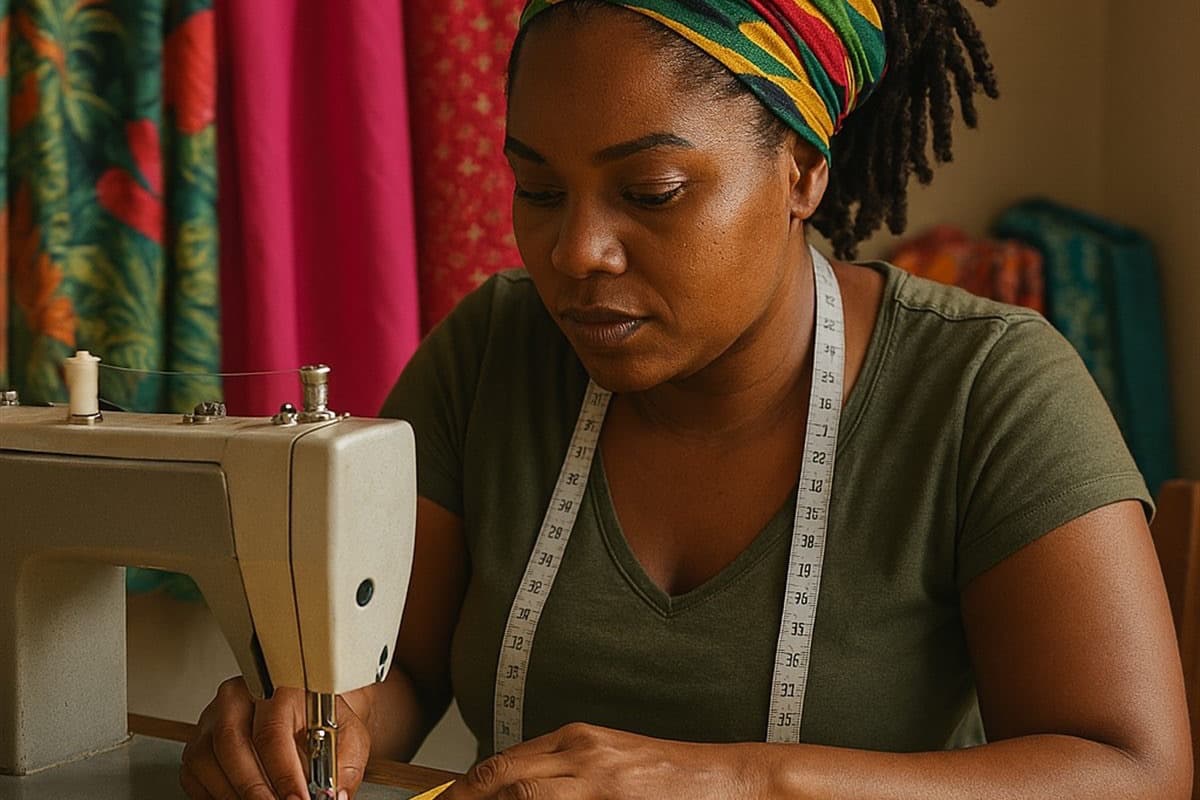 Dressmaker at the sewing machine